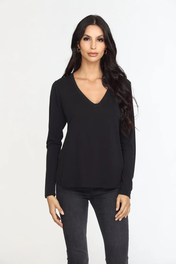 Cupro Long Sleeve T-Shirt Black - Veronica M