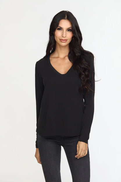 Cupro Long Sleeve T-Shirt Black - Veronica M