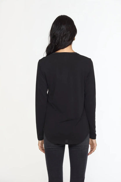 Cupro Long Sleeve T-Shirt Black - Veronica M
