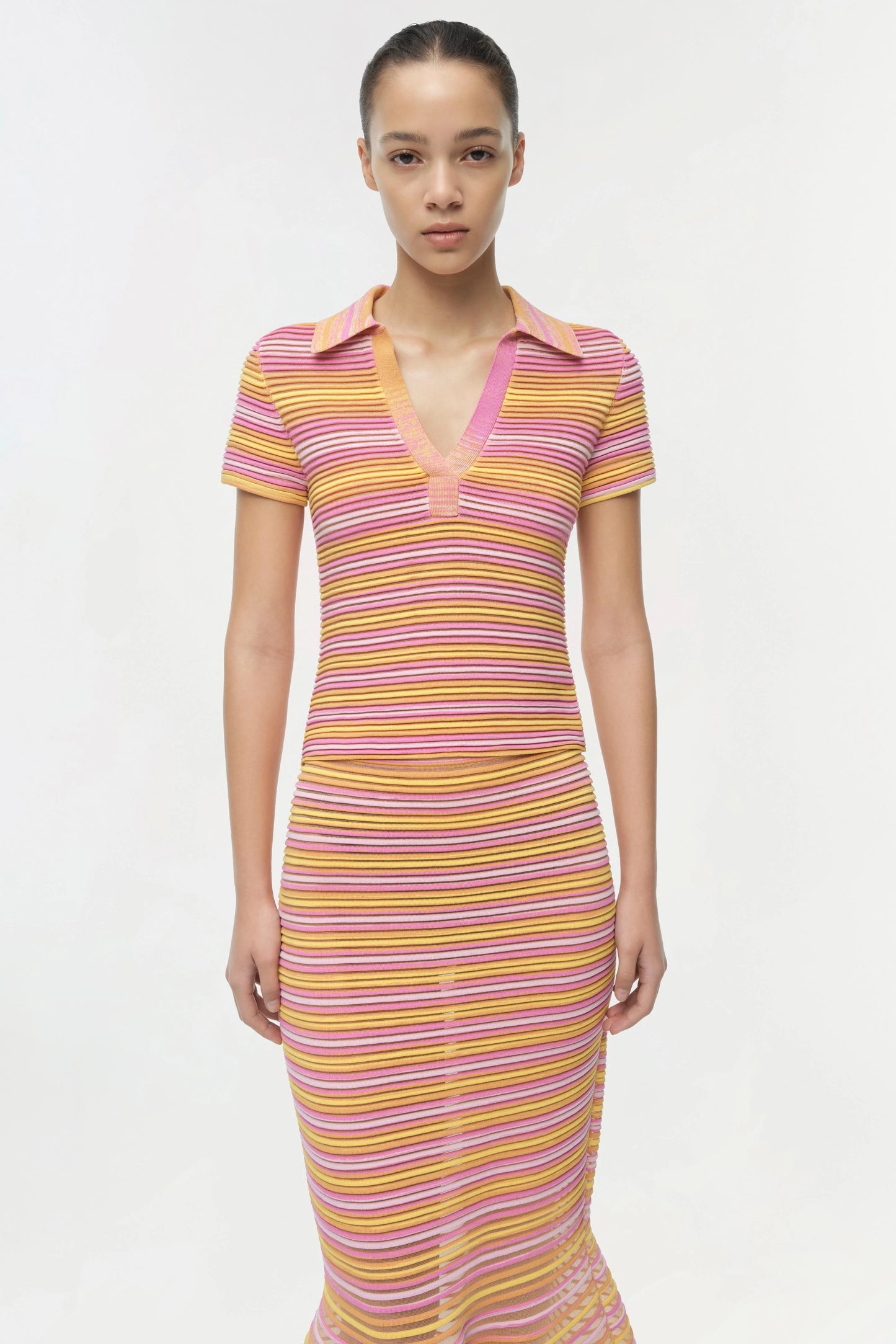 Paxton Knit Polo Citrus Multi - Simkhai