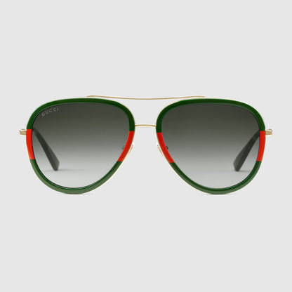Womens Aviator Metal Sunglasses Green - Gucci