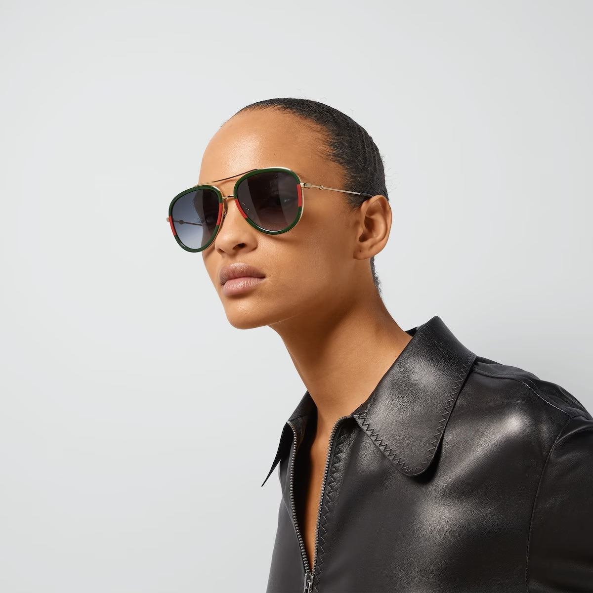 Womens Aviator Metal Sunglasses Green - Gucci