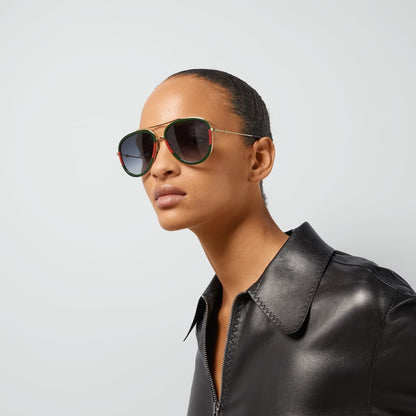 Womens Aviator Metal Sunglasses Green - Gucci