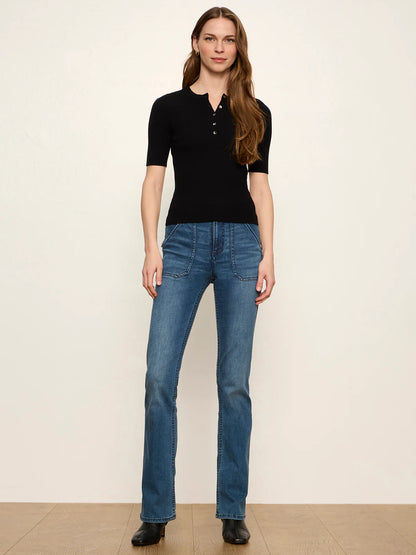 Ribbed Henley Tee Black - Sanctuary