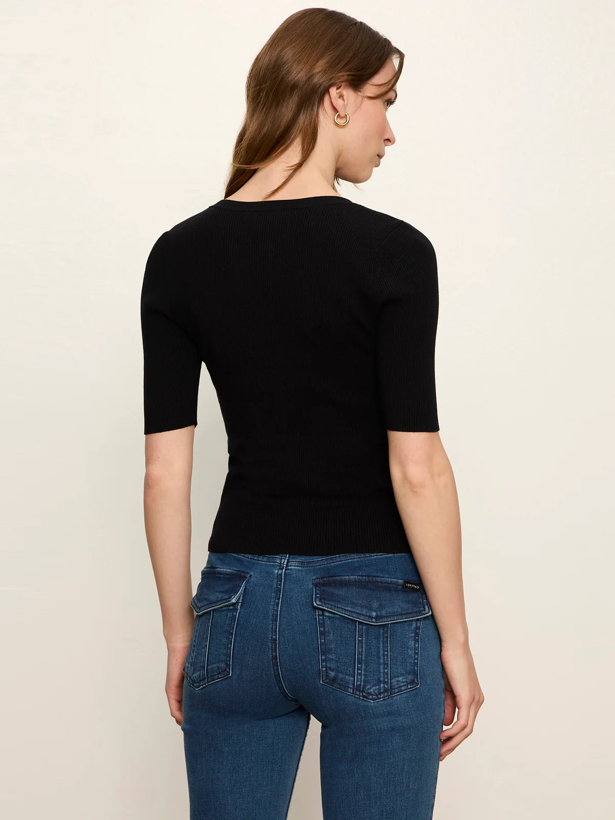 Ribbed Henley Tee Black - Sanctuary