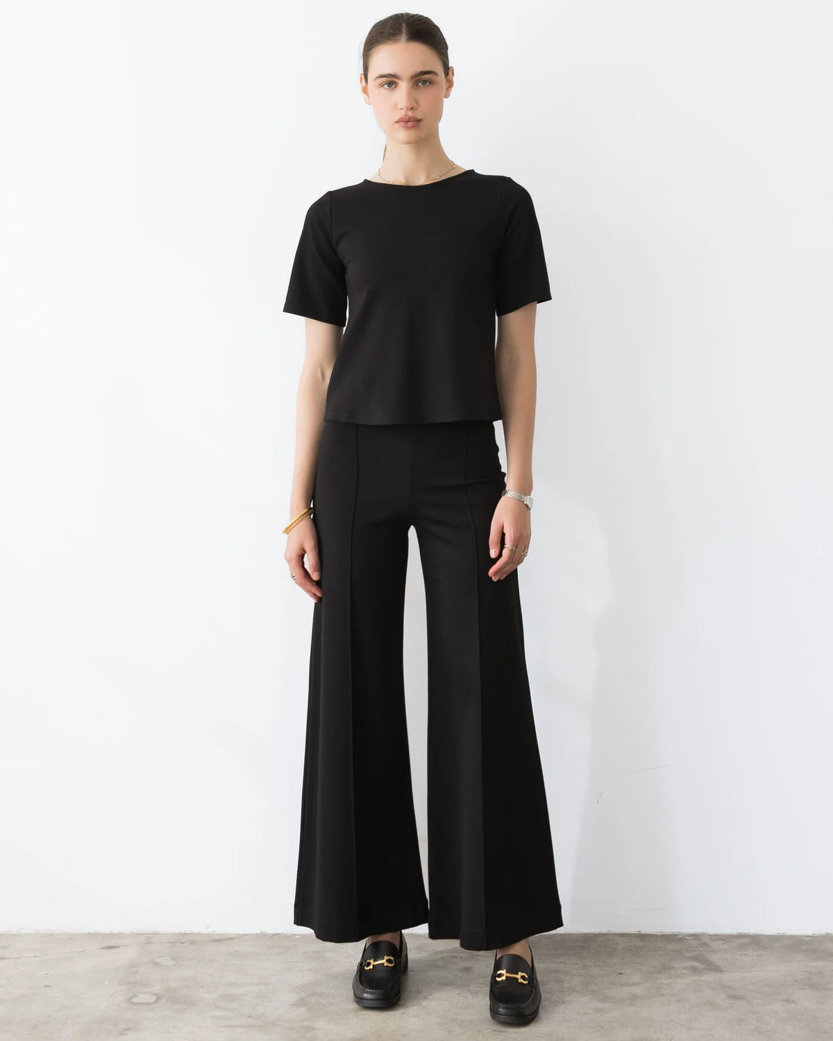 Ponte Knit Standard Wide Leg Pant Black - Ripley Rader