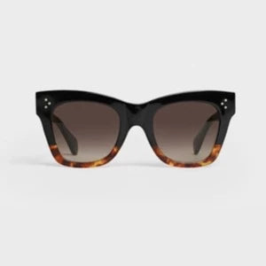 Square Two Tone Cat-Eye Sunglasses Black Havana- CELINE