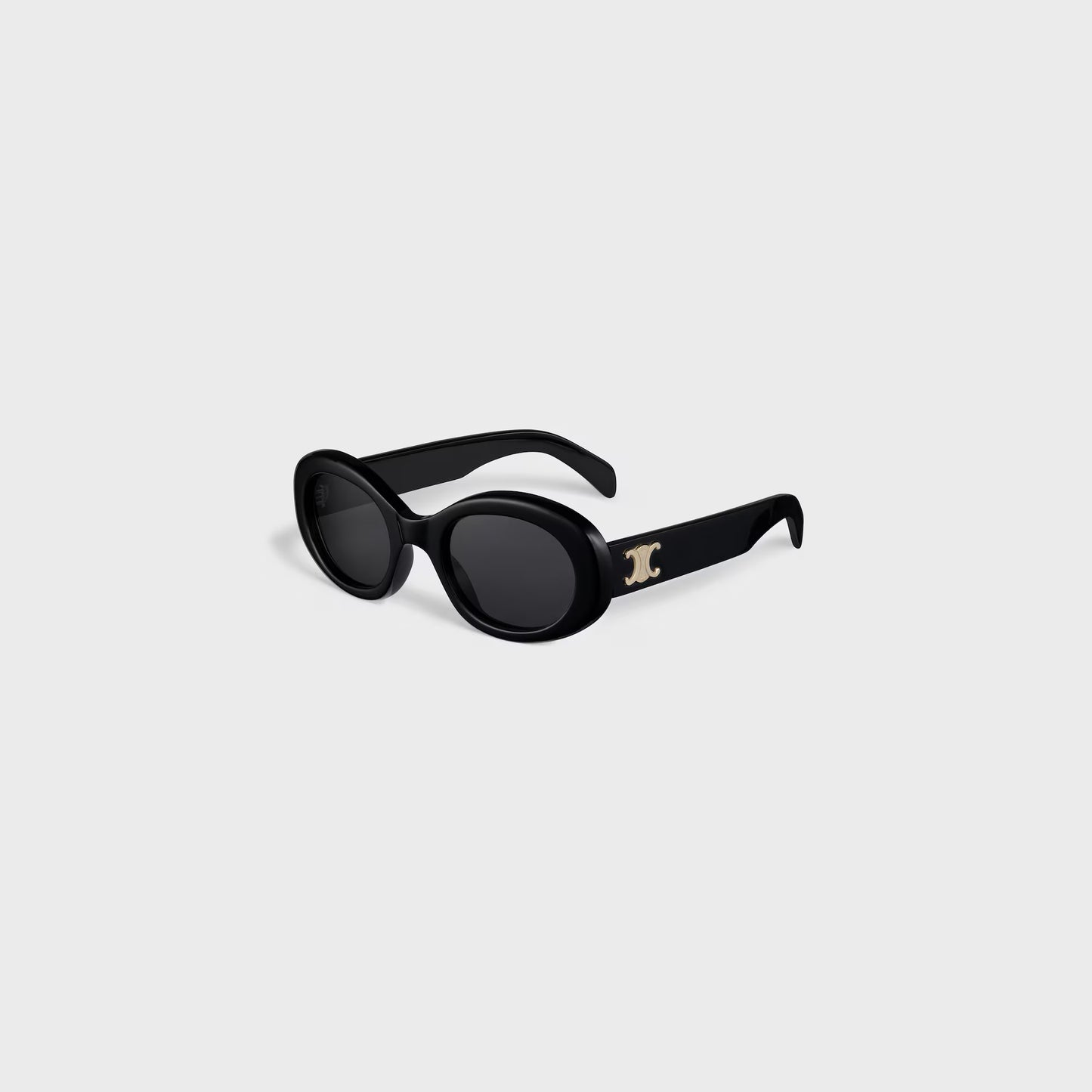 Triomphe Logo Oval Acetate Sunglasses Black - CELINE