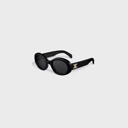 Triomphe Logo Oval Acetate Sunglasses Black - CELINE