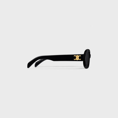 Triomphe Logo Oval Acetate Sunglasses Black - CELINE