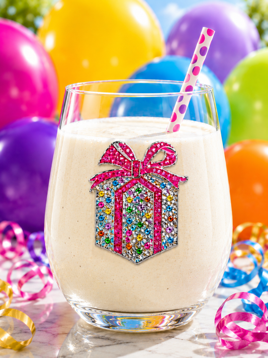 Birthday Present Jeweled Stemless Wine Glass - The Queens Jewels