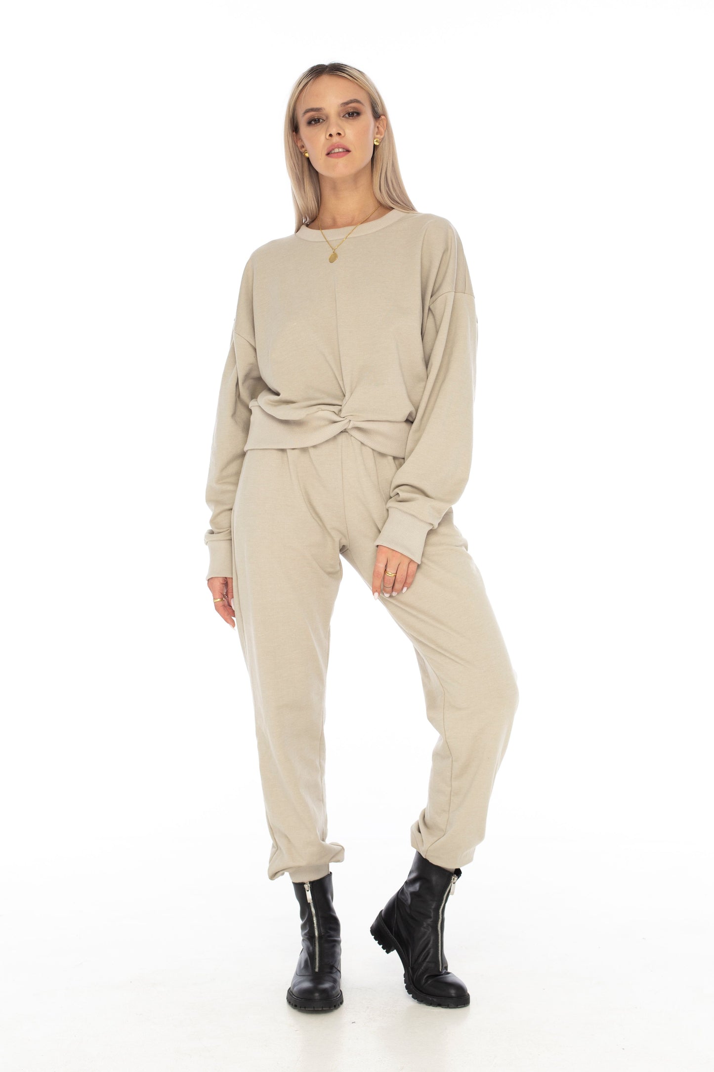 Loungewear Twisted Sweater Camel - Skemo