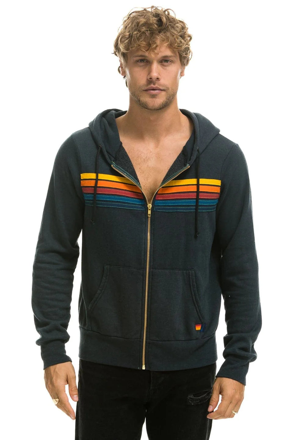 5 Stripe Hoodie Charcoal - Aviator Nation