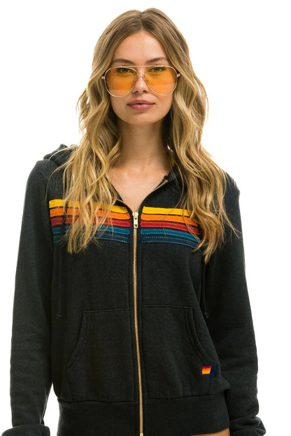 5 Stripe Hoodie Charcoal - Aviator Nation
