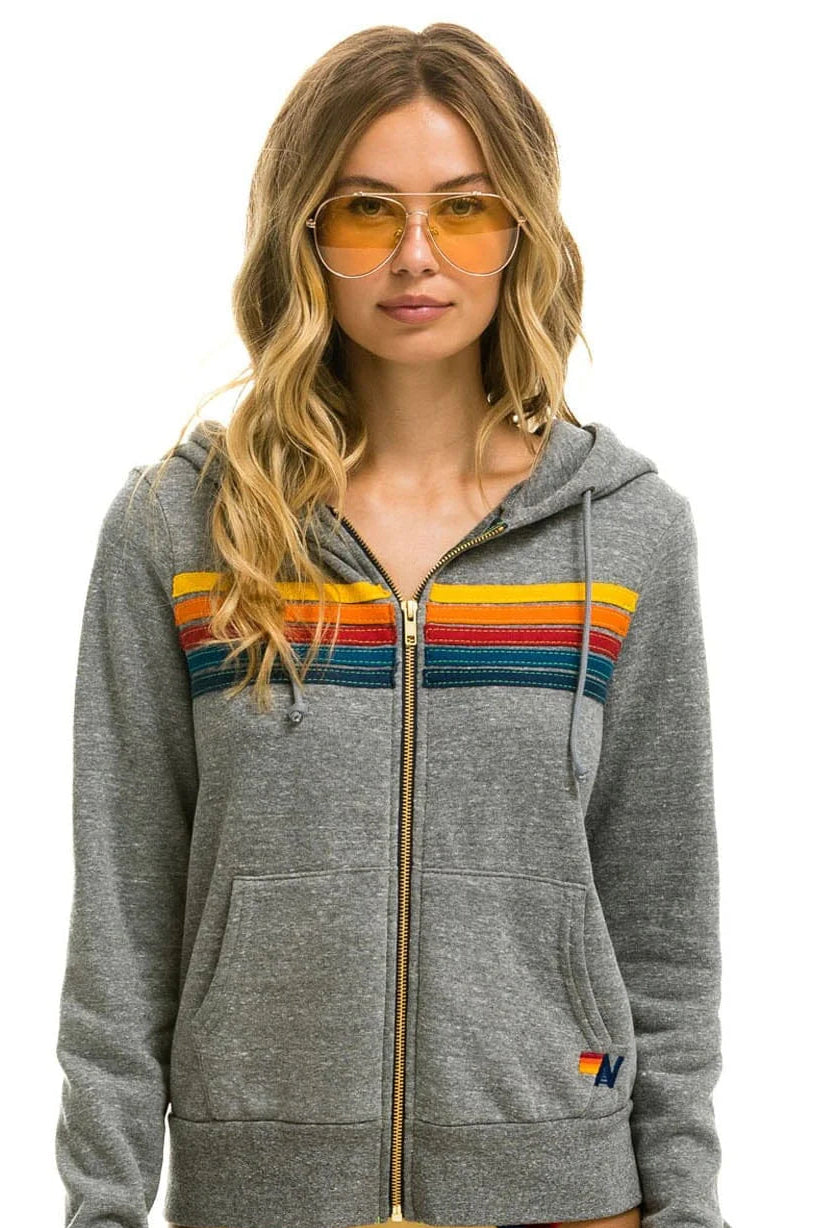 5 Stripe Hoodie Heather Grey - Aviator Nation