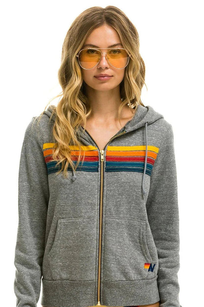 5 Stripe Hoodie Heather Grey - Aviator Nation
