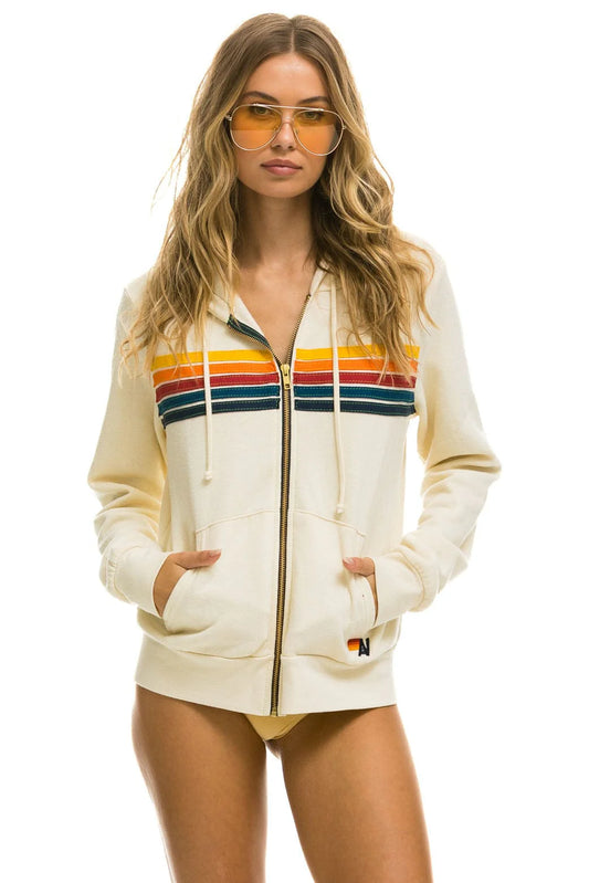 5 Stripe Hoodie Vintage White - Aviator Nation