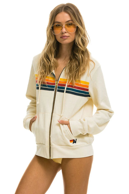 5 Stripe Hoodie Vintage White - Aviator Nation
