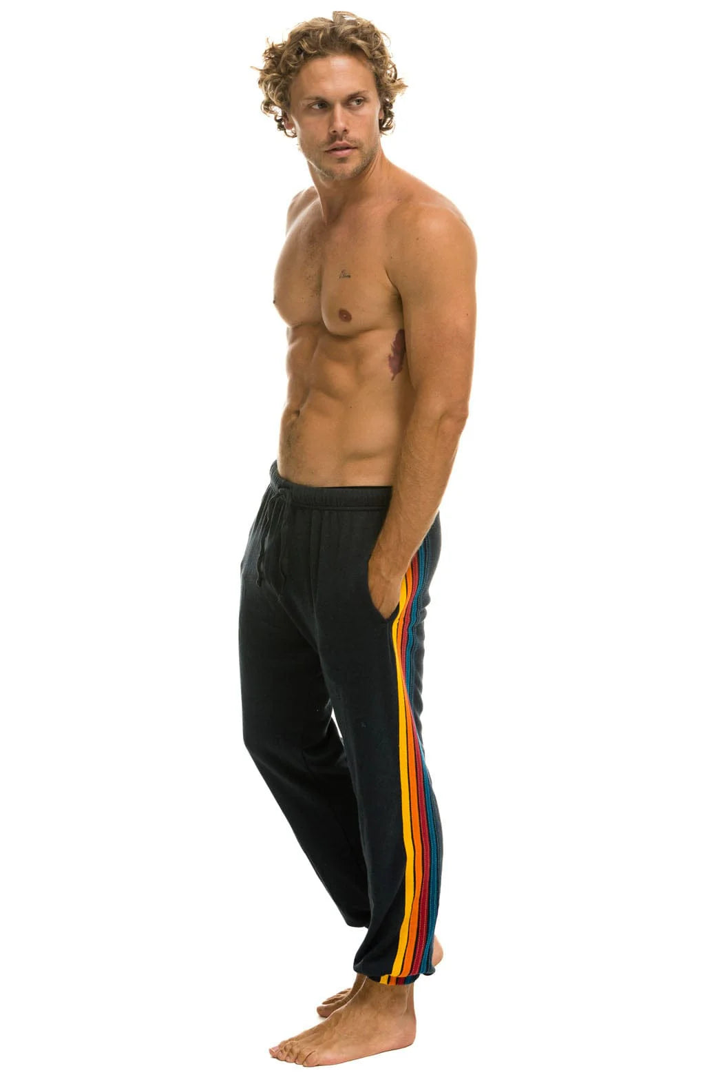 5 Stripe Mens Sweatpants Charcoal - Aviator Nation