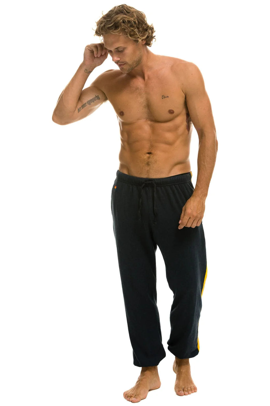 5 Stripe Mens Sweatpants Charcoal - Aviator Nation