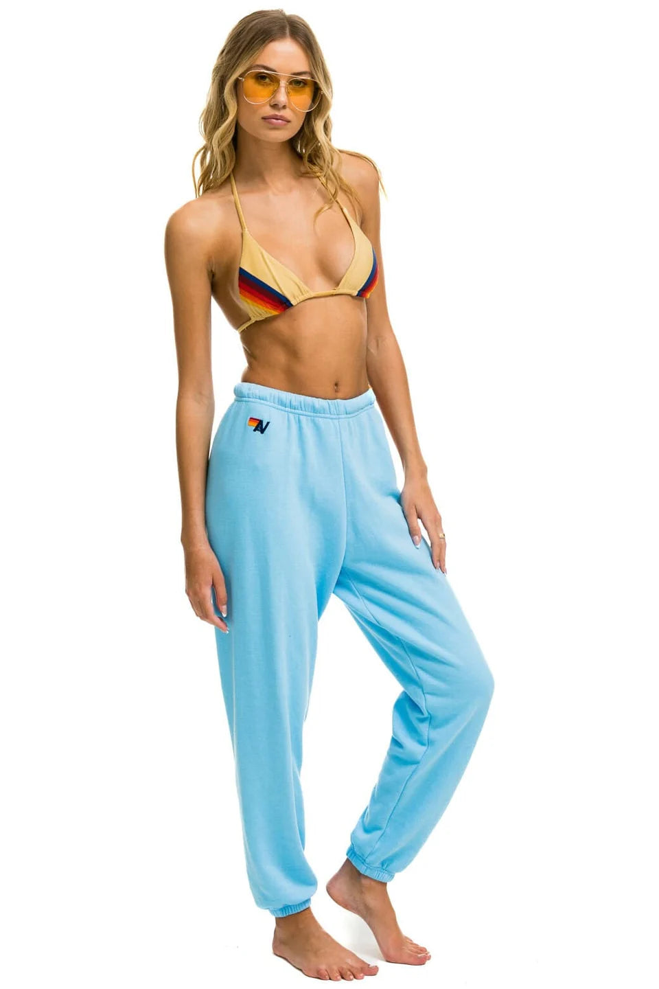 5 Stripe Womens Sweatpants Sky - Aviator Nation