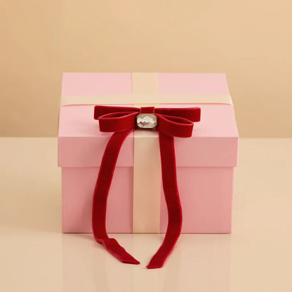 Velvet & Gemstone Bow Hair Clip Red - KITSCH