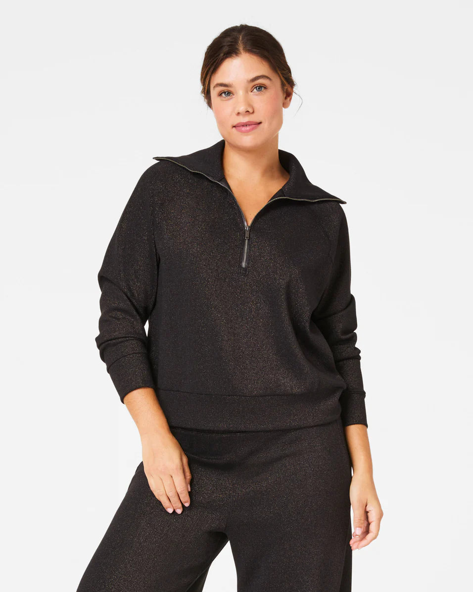 Airessentials Half Zip Very Black/Silver Shimmer - SPANX