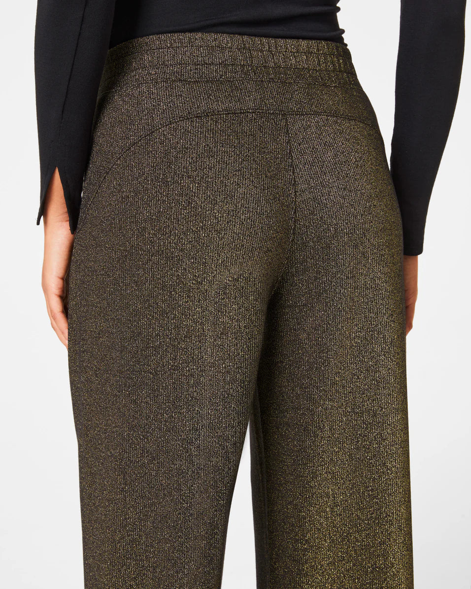 Airessentials Wide Leg Pant Very Black/Gold Shimmer - SPANX