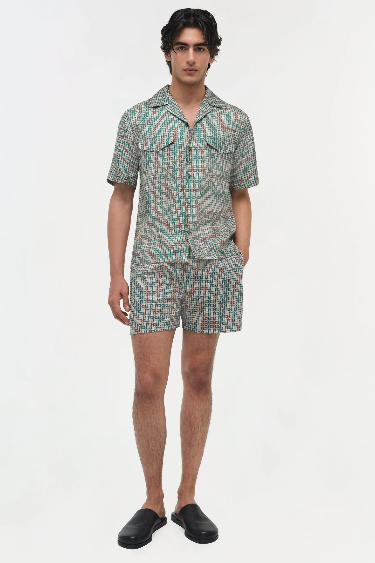 Clarke Silk Foulard Camp Shirt Kelly Green - Simkhai