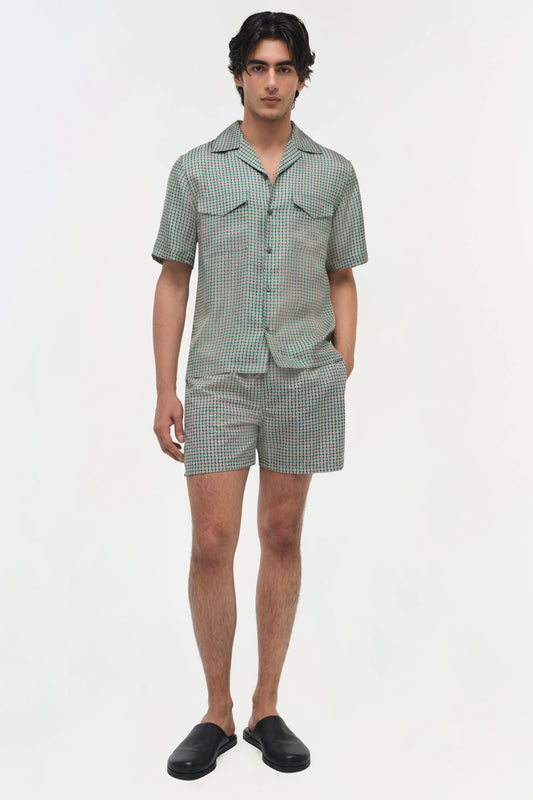 Clarke Silk Foulard Camp Shirt Kelly Green - Simkhai