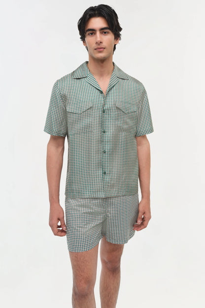 Clarke Silk Foulard Camp Shirt Kelly Green - Simkhai