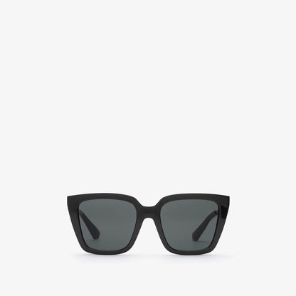 Check Engraved Square Sunglasses Black - Burberry