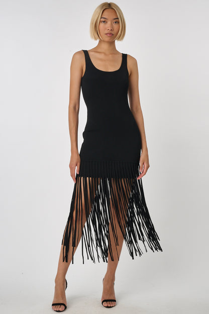 Roxanne Fringe Mini Dress Jet - Toccin