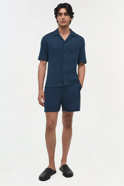 Conroy Wool Silk Shorts Midnight - Simkhai