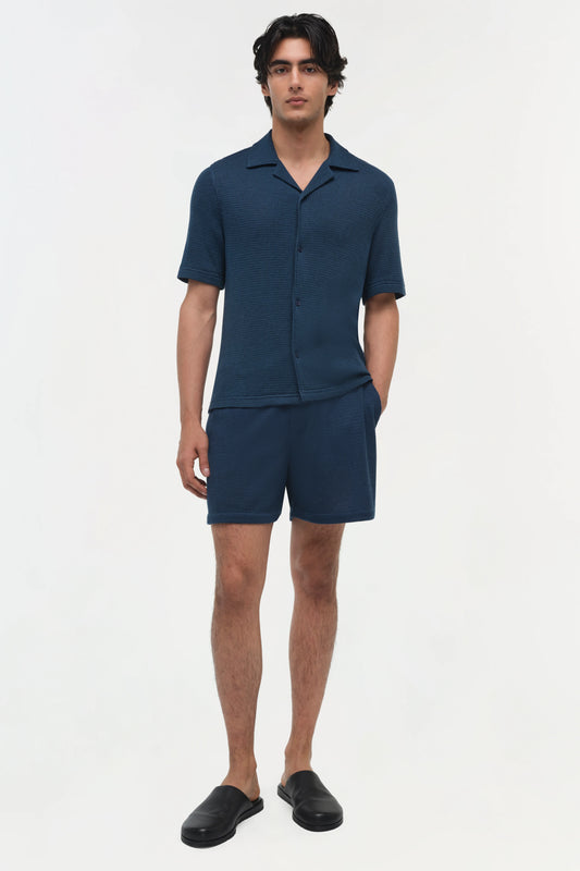 Conroy Wool Silk Shorts Midnight - Simkhai