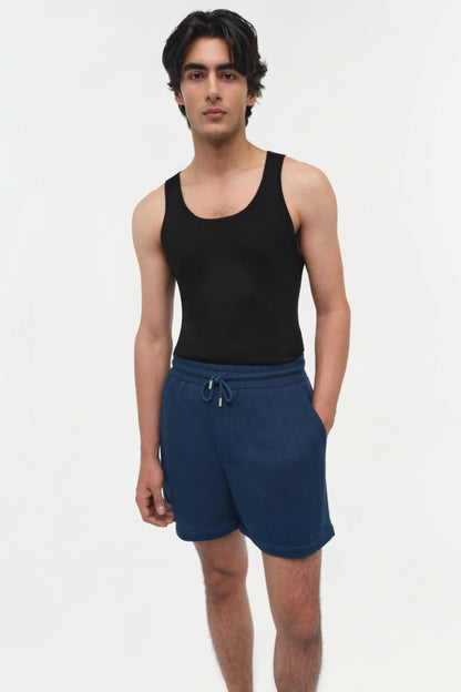 Conroy Wool Silk Shorts Midnight - Simkhai