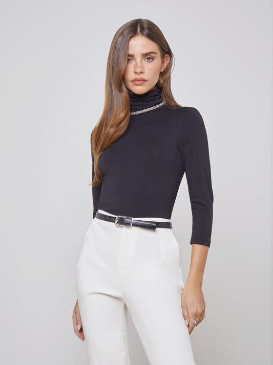 Aja Turtleneck Top Black - L'AGENCE