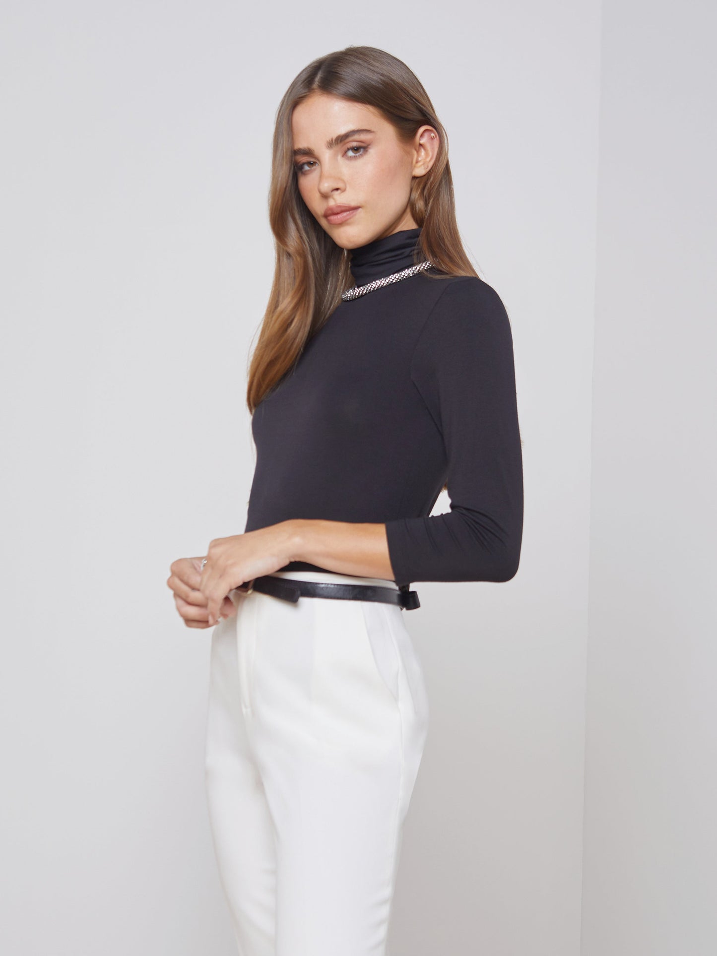 Aja Turtleneck Top Black - L'AGENCE