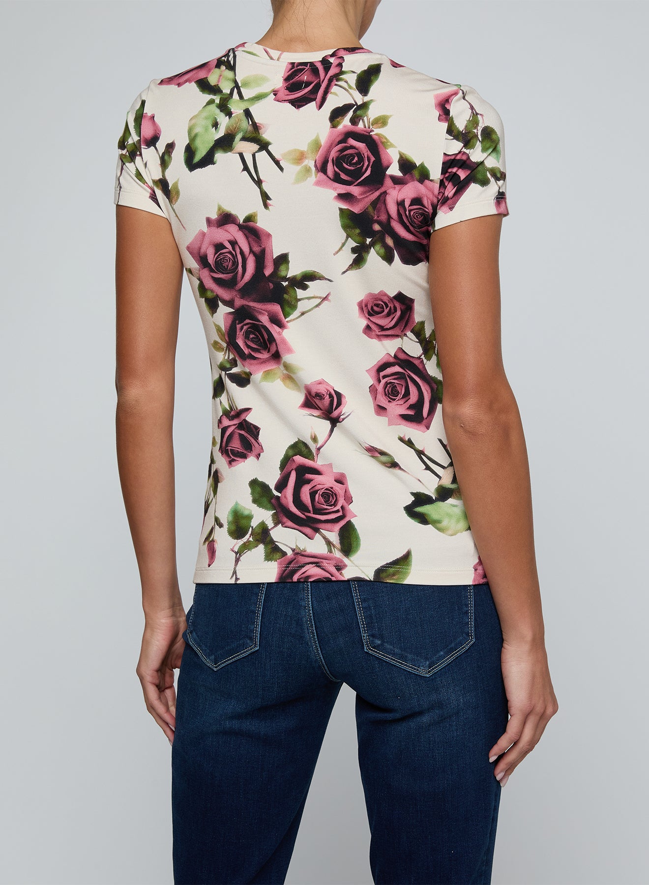 Ressi Fitted Tee Ecru/Mauve Romantic Rose - L'AGENCE