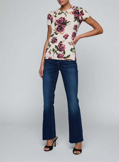 Ressi Fitted Tee Ecru/Mauve Romantic Rose - L'AGENCE