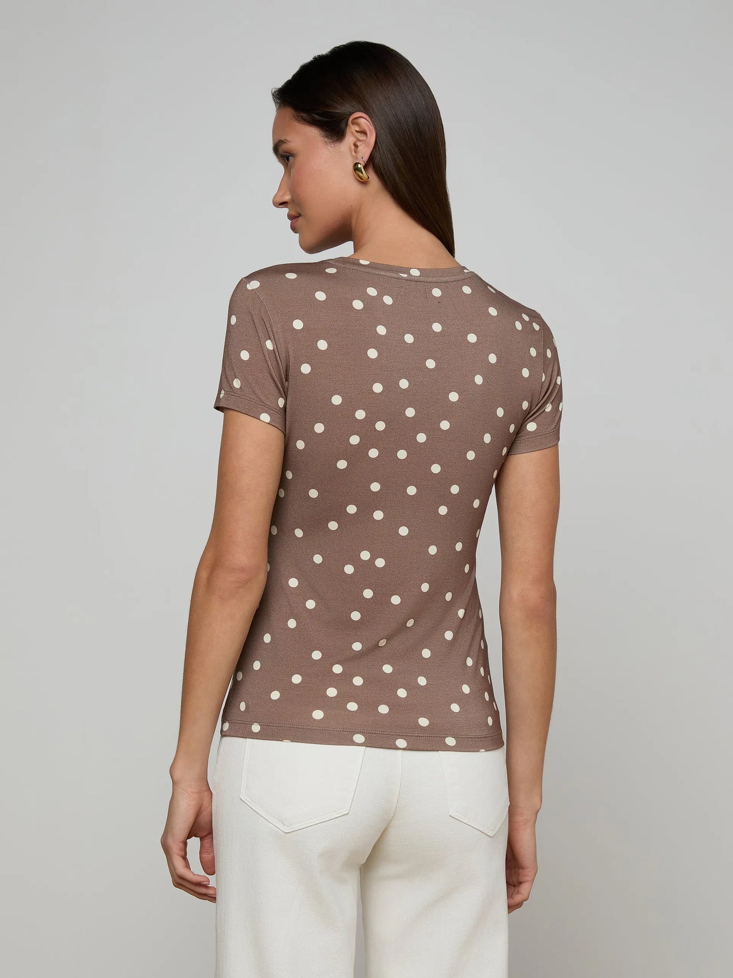 Ressi Fitted Tee Cardamom/Ecru Polka Dot - L'AGENCE