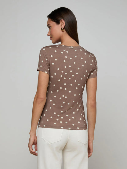 Ressi Fitted Tee Cardamom/Ecru Polka Dot - L'AGENCE