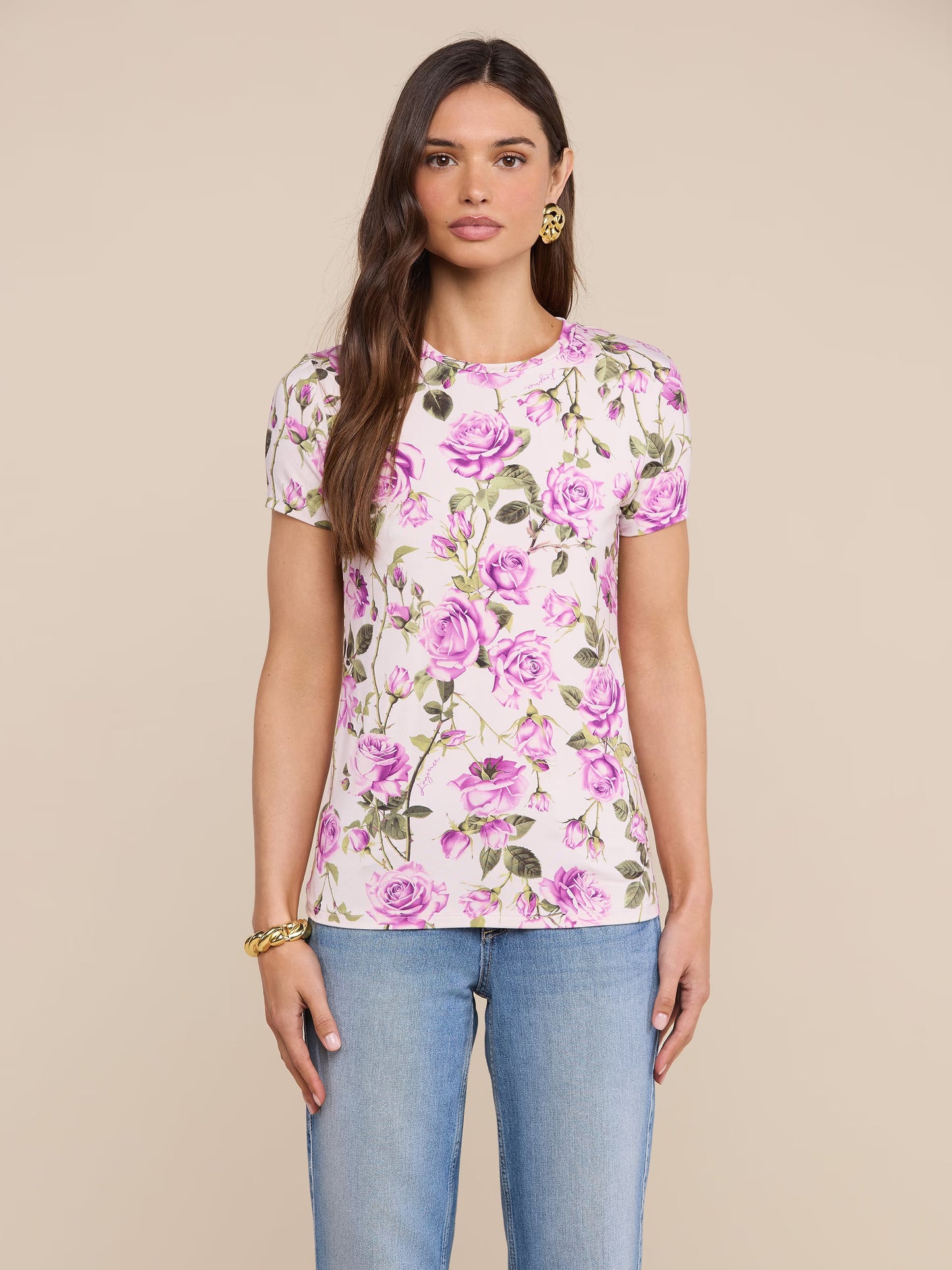 Ressi Fitted Tee Light Purple Grandiflora Rose - L'AGENCE