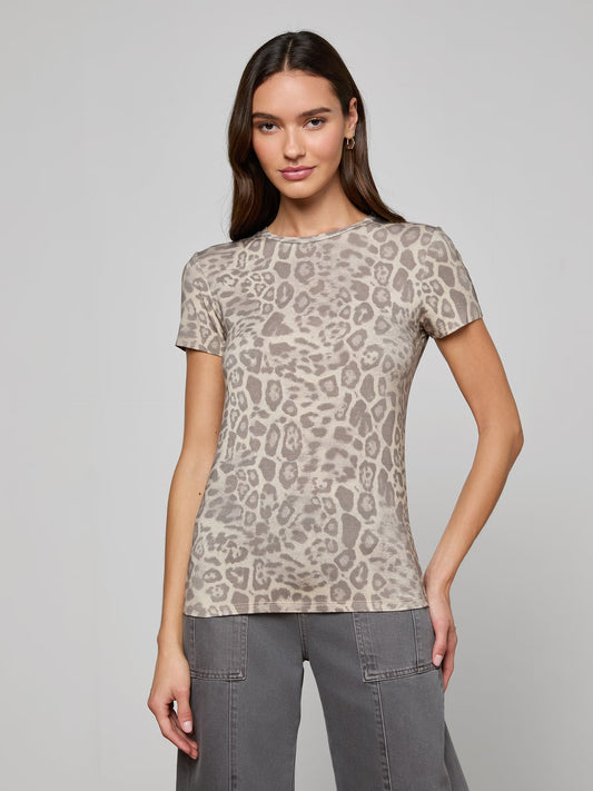 Ressi Fitted Tee Grey Multi Patch Leopard -L'AGENCE