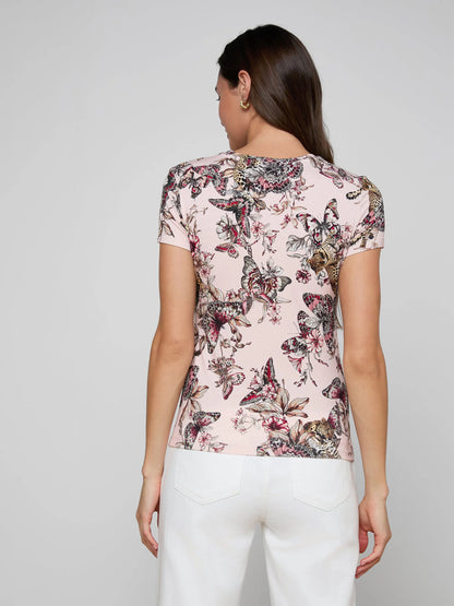 Ressi Fitted Tee Nectar Pink Multi Butterfly Jungle - L'AGENCE