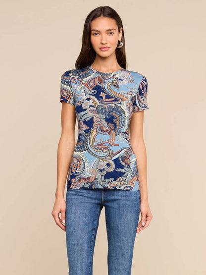 Ressi Fitted Tee Midnight Multi Besarabian Paisley - L'AGENCE
