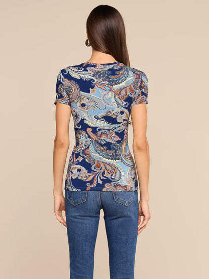 Ressi Fitted Tee Midnight Multi Besarabian Paisley - L'AGENCE