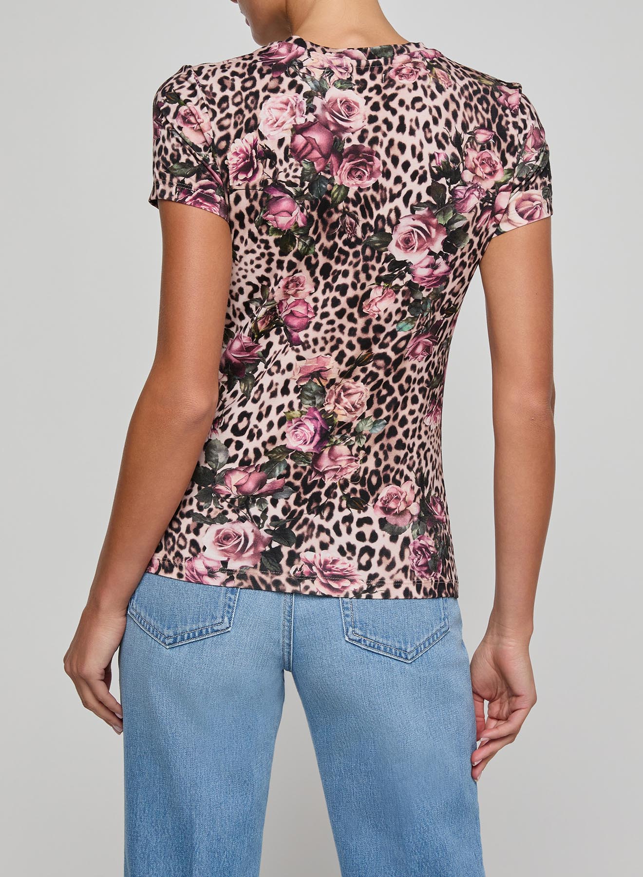 Ressi Fitted Tee Multi Rose Cheetah - L'AGENCE