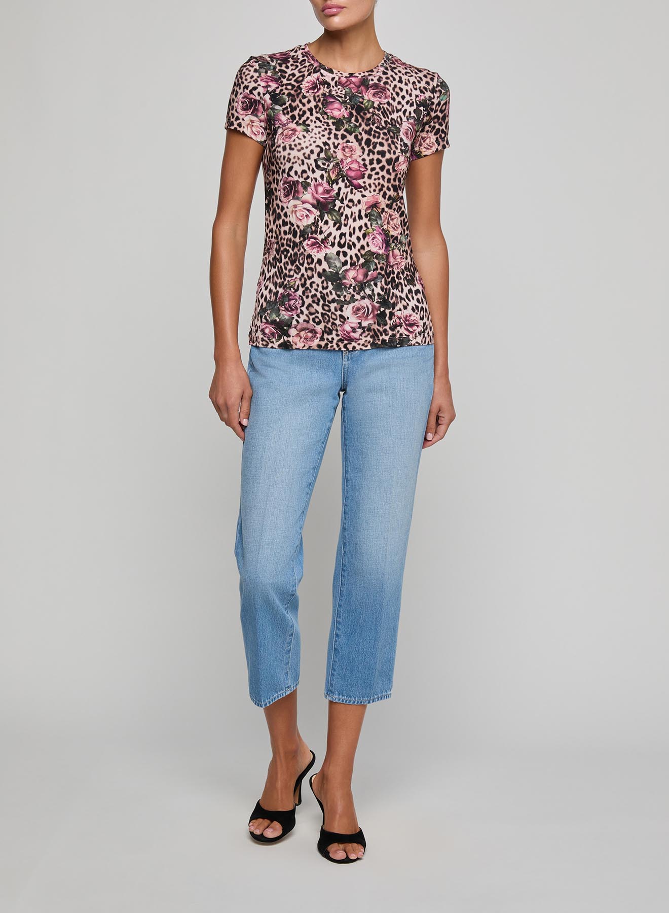 Ressi Fitted Tee Multi Rose Cheetah - L'AGENCE