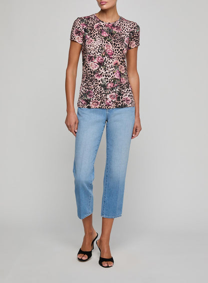 Ressi Fitted Tee Multi Rose Cheetah - L'AGENCE
